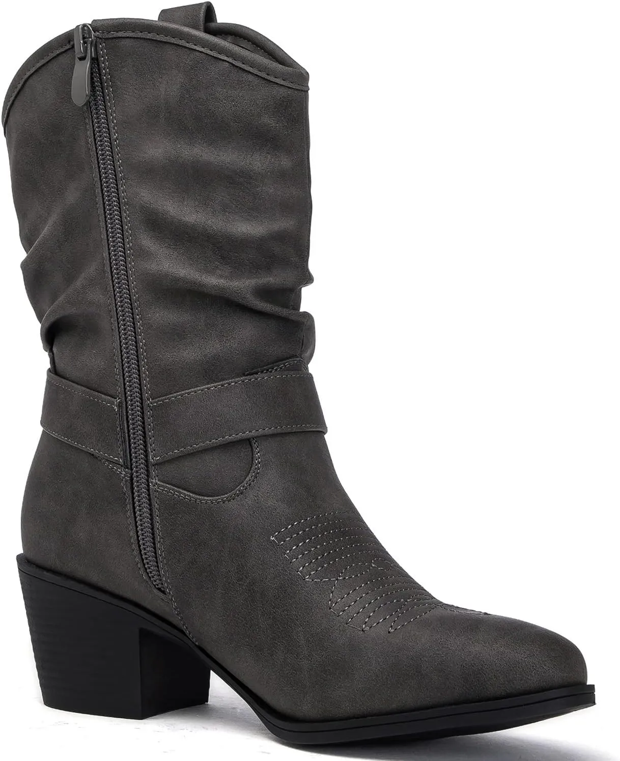 GLOBALWIN Women's Mid Calf The Western Cowgirl Boots Fashion Cowboy Boots For Women Chunky Low Heel