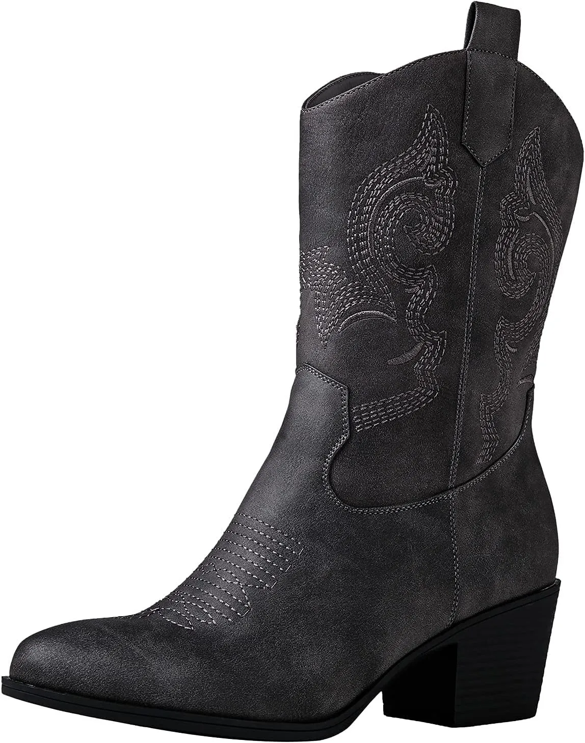 GLOBALWIN Women's Mid Calf The Western Cowgirl Boots Fashion Cowboy Boots For Women Chunky Low Heel