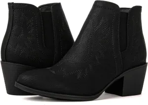 GLOBALWIN Women's Pull On Ankle Boots The Western Cowboy Cowgirl Boots