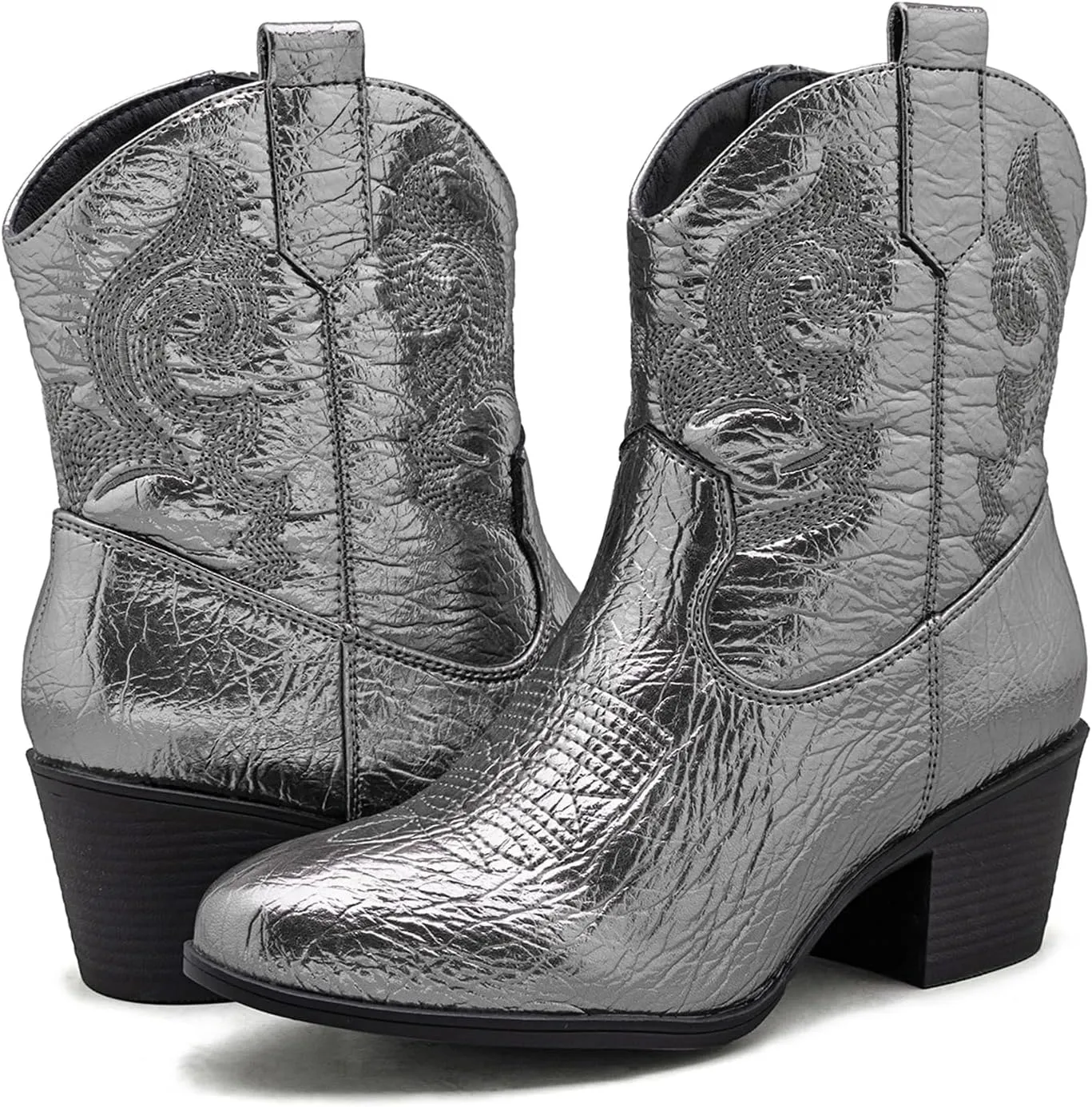 GLOBALWIN Women's The Western Wear Fashion Cowboy Cowgirl Free Birds Country Concert Disco Outfits Low Heel Walking Boots For Ladies
