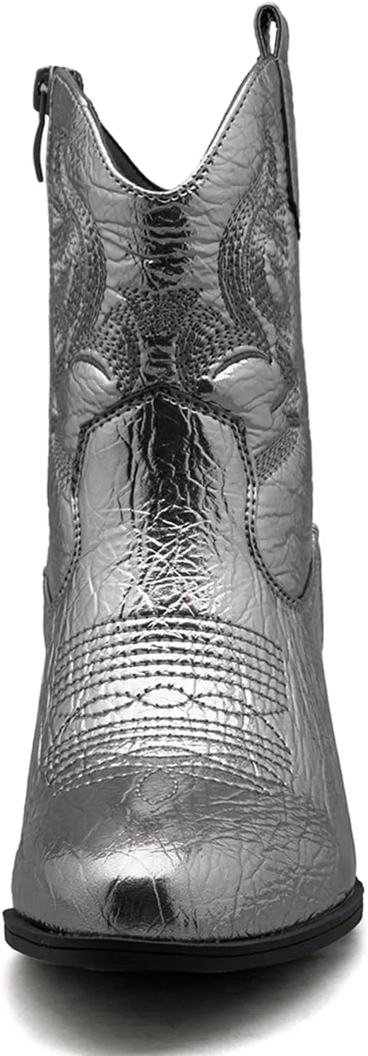 GLOBALWIN Women's The Western Wear Fashion Cowboy Cowgirl Free Birds Country Concert Disco Outfits Low Heel Walking Boots For Ladies