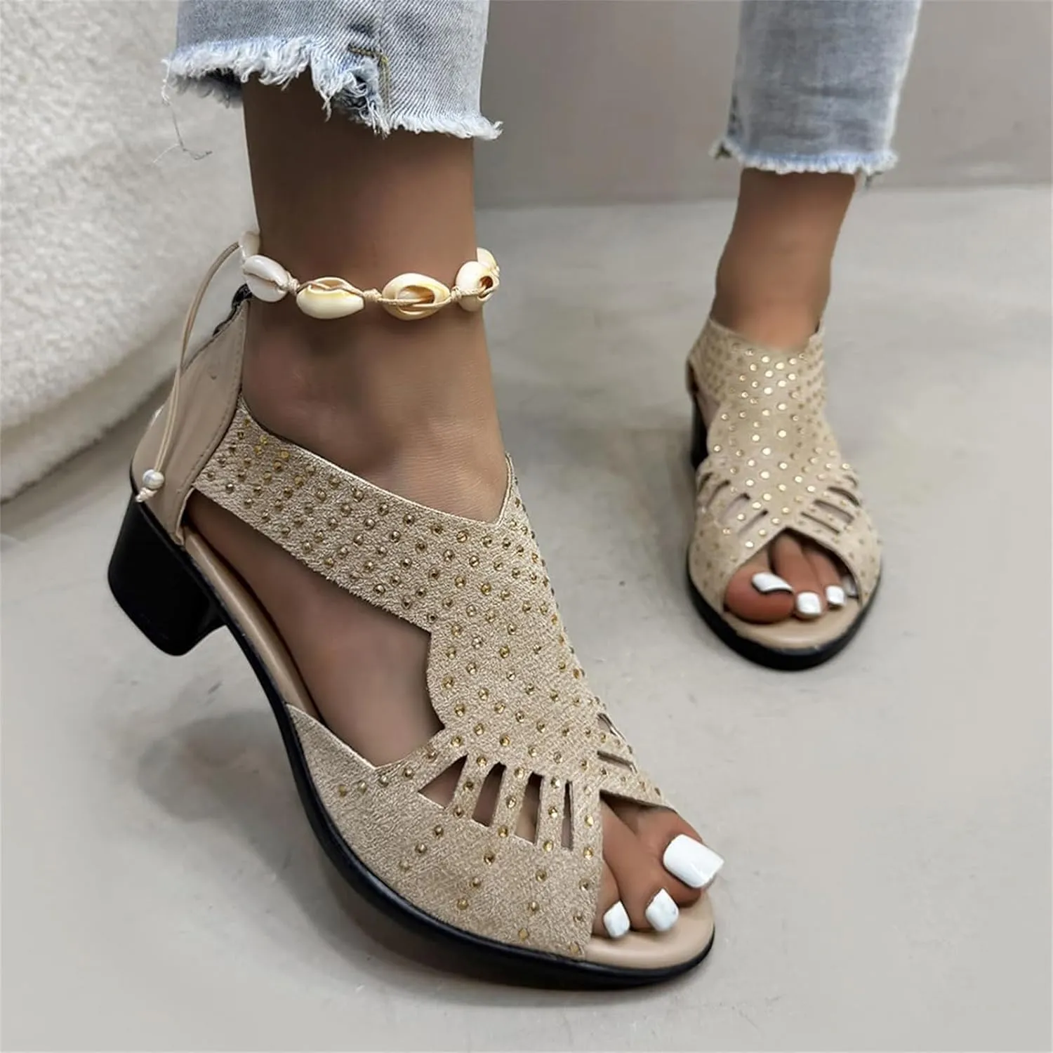 Glow Step Orthopedic Sandals, Glow Step Orthopedic Low Heel Cut-Out Sandals for Women, Summer Casual Walking Wedges