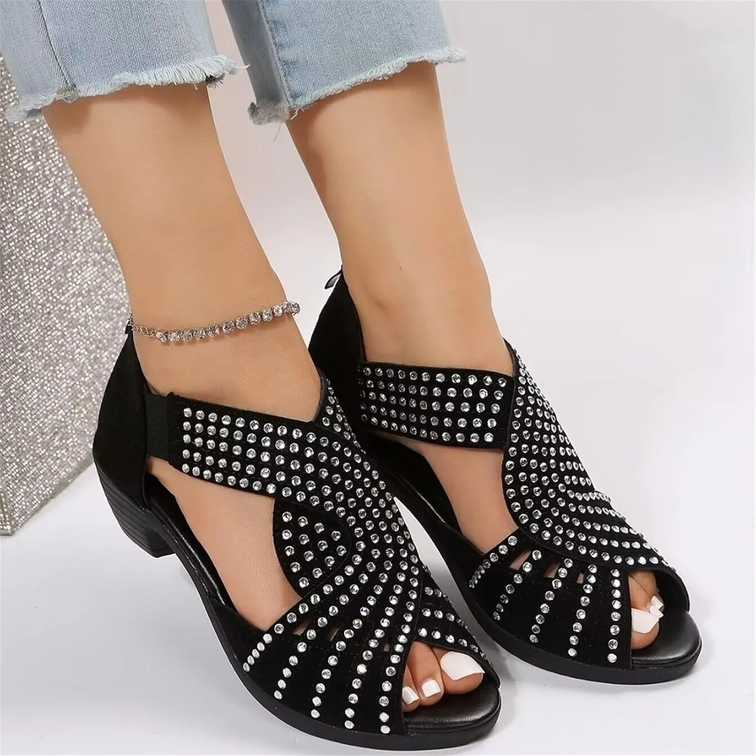 Glow Step Orthopedic Sandals, Glow Step Orthopedic Low Heel Cut-Out Sandals for Women, Summer Casual Walking Wedges