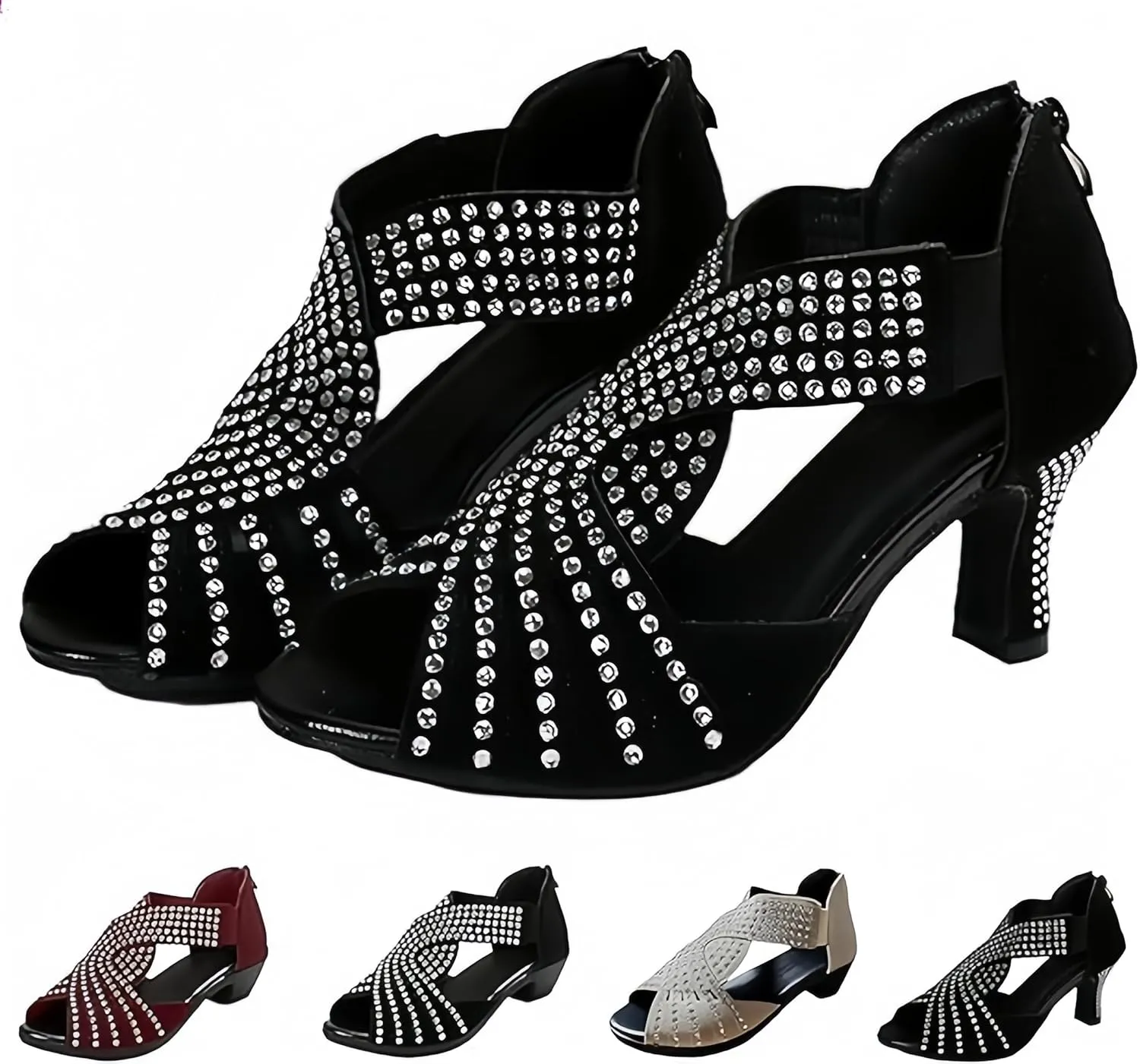 Glow Step Orthopedic Sandals,Glow Step Orthopedic Low Heel Cut-Out Sandals,Sparkly Rhinestone Low Wedge Heel Shoes For Women Open Toe Dress Cut Out Shoes Comfortable Dressy Summer Vacation