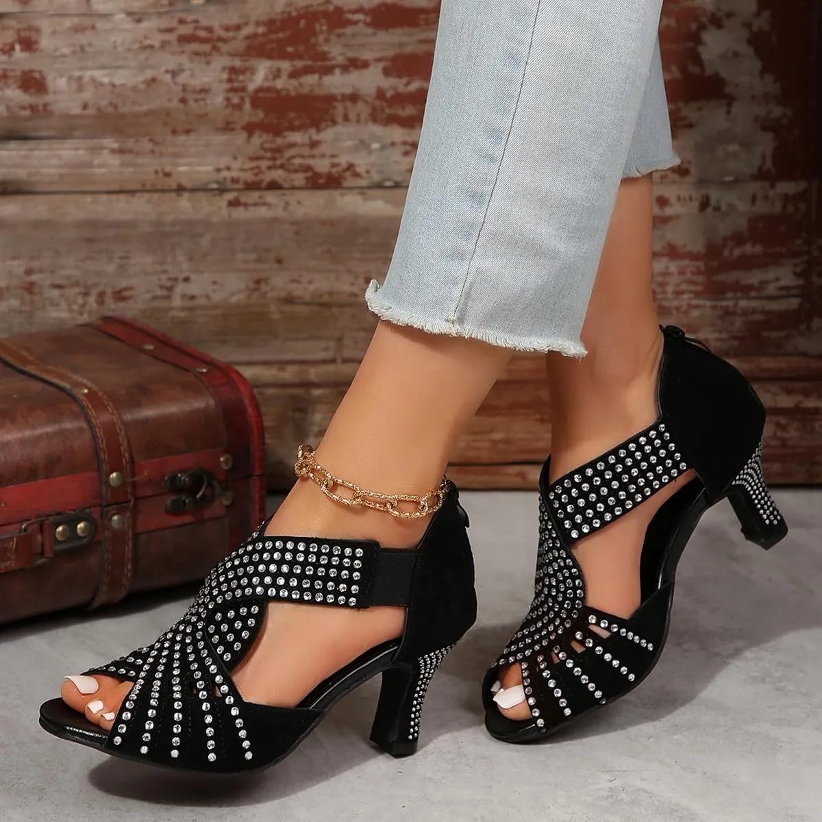 Glow Step Orthopedic Sandals,Glow Step Orthopedic Low Heel Cut-Out Sandals,Sparkly Rhinestone Low Wedge Heel Shoes For Women Open Toe Dress Cut Out Shoes Comfortable Dressy Summer Vacation