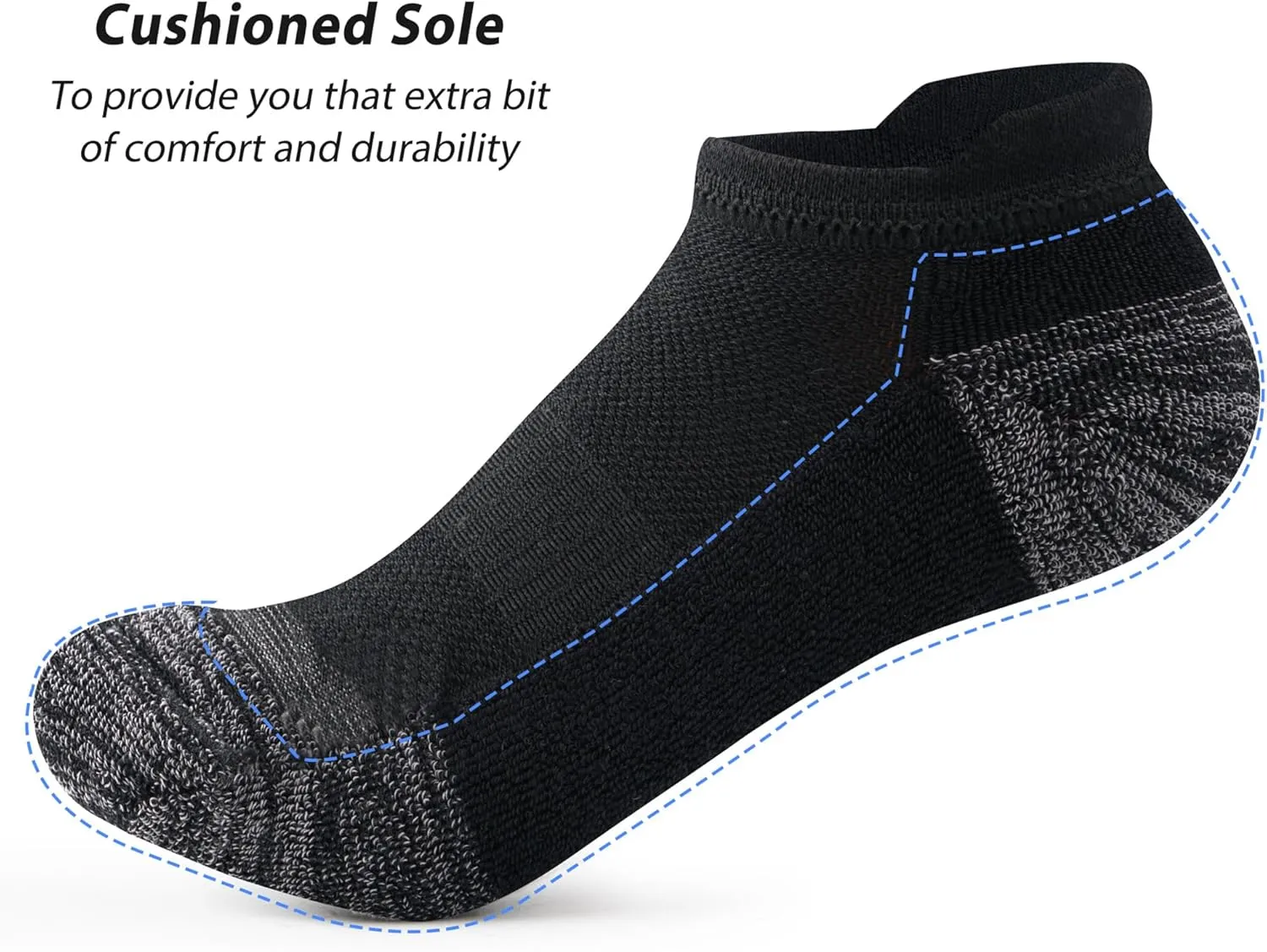 Gonii Ankle Socks Womens Running Athletic No Show Socks Cushioned 5-Pairs
