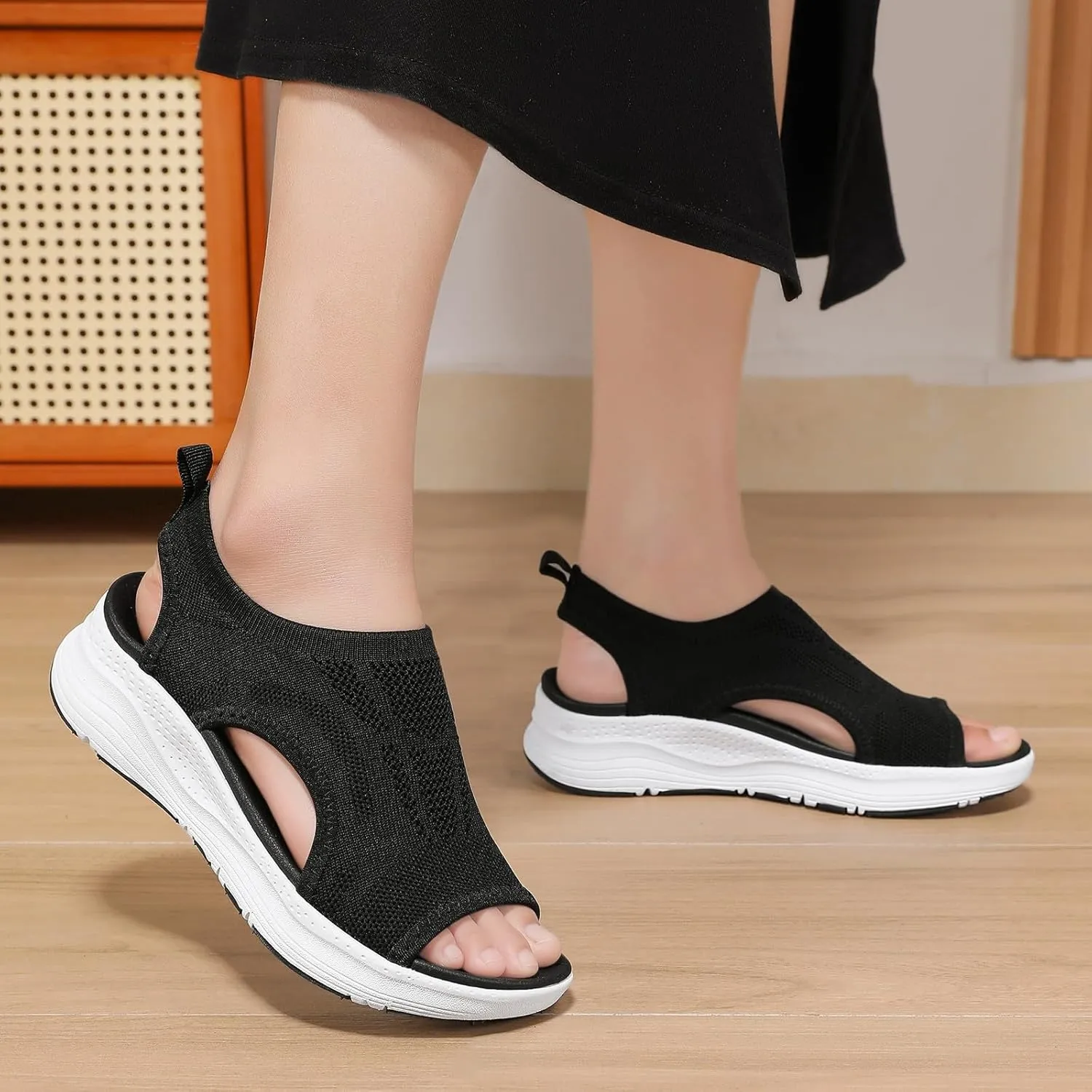 GoodValue Womens Comfortable Orthopedic Sandals Arch Support Ladies Walking Sport Athletic Sandals Open Toe Slip On Plantar Fasciitis Platform Dress Sandal 2 Inches Heel