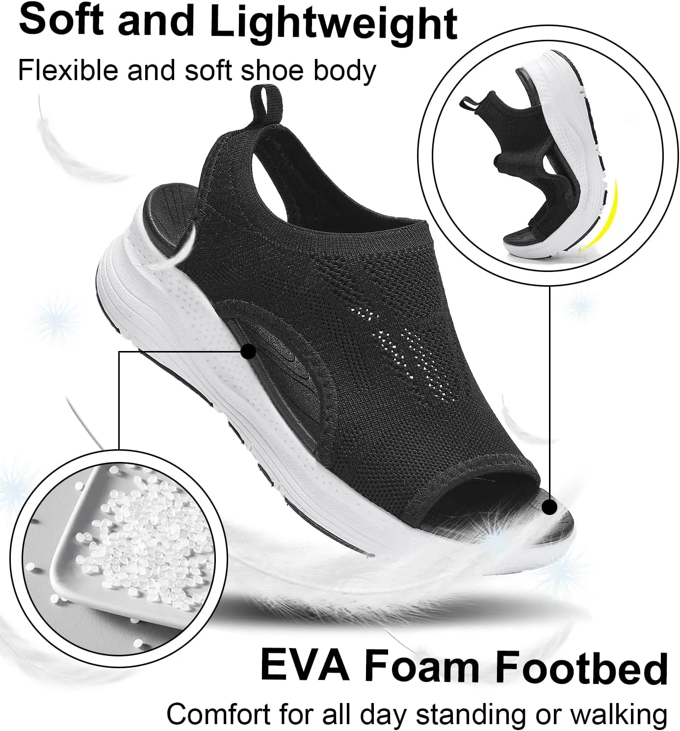 GoodValue Womens Comfortable Orthopedic Sandals Arch Support Ladies Walking Sport Athletic Sandals Open Toe Slip On Plantar Fasciitis Platform Dress Sandal 2 Inches Heel