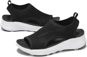 GoodValue Womens Comfortable Orthopedic Sandals Arch Support Ladies Walking Sport Athletic Sandals Open Toe Slip On Plantar Fasciitis Platform Dress Sandal 2 Inches Heel