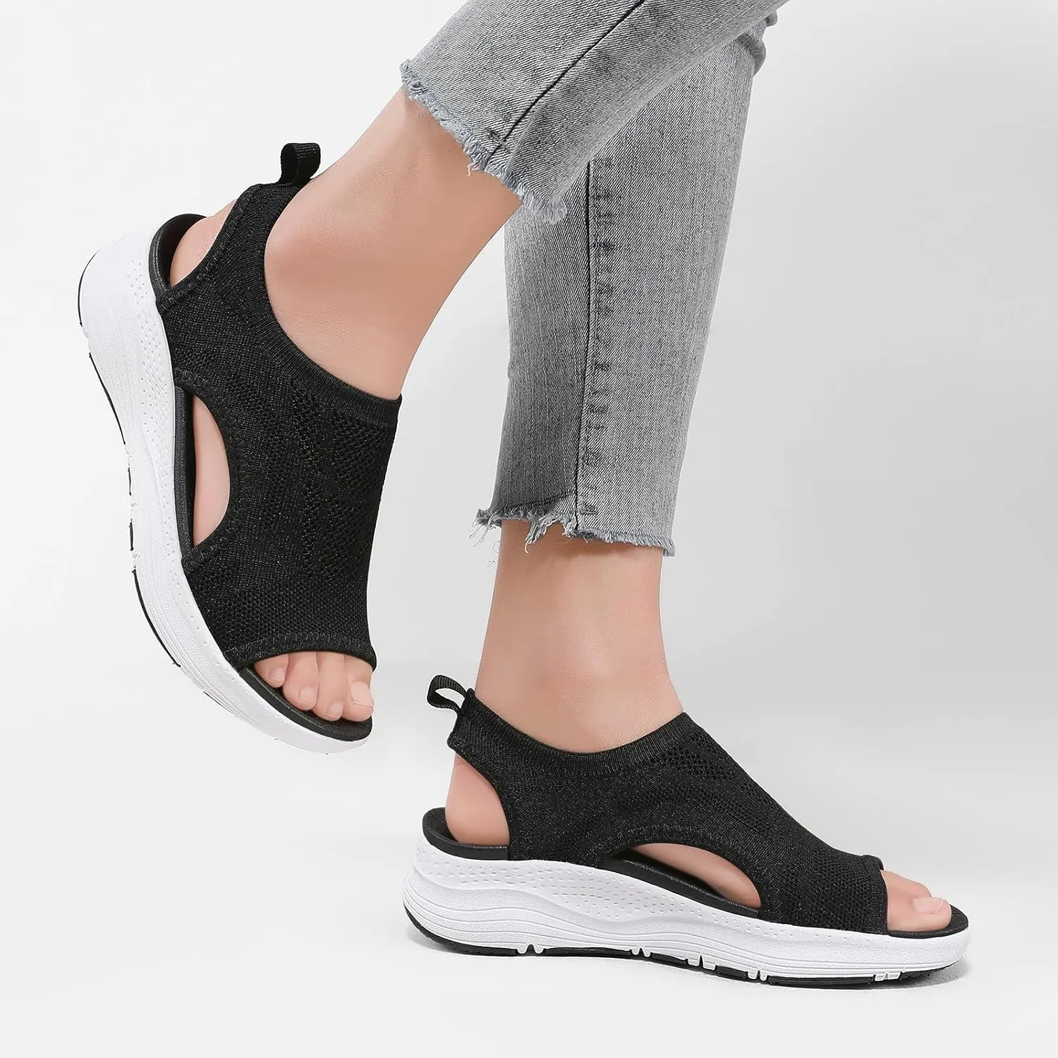 GoodValue Womens Comfortable Orthopedic Sandals Arch Support Ladies Walking Sport Athletic Sandals Open Toe Slip On Plantar Fasciitis Platform Dress Sandal 2 Inches Heel
