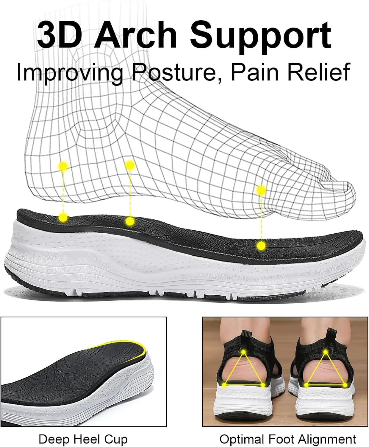 GoodValue Womens Comfortable Orthopedic Sandals Arch Support Ladies Walking Sport Athletic Sandals Open Toe Slip On Plantar Fasciitis Platform Dress Sandal 2 Inches Heel
