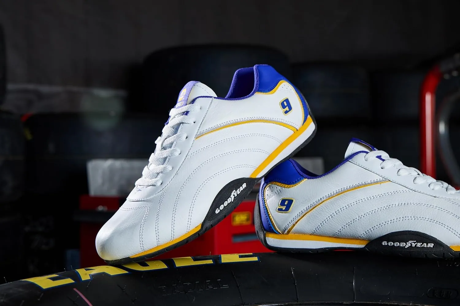 Goodyear Mens Ori Racer Sneakers – Hendrick Motorsports Low-Top Lace Up Performance Sneakers, Leather & Mesh Lining