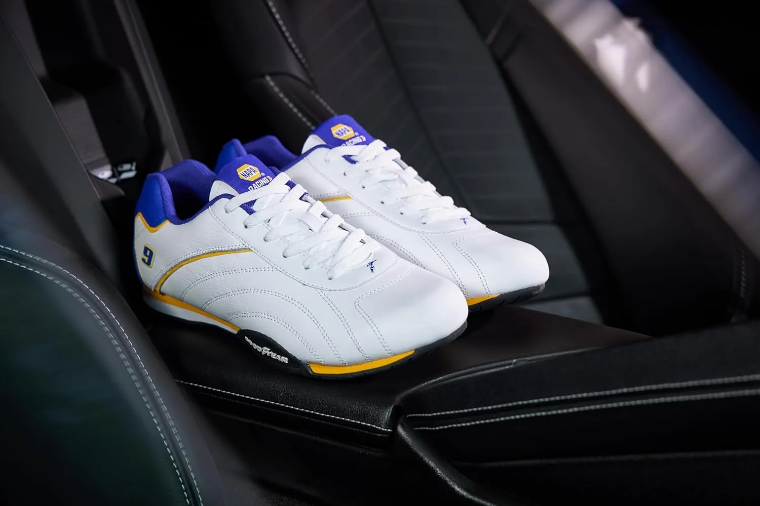 Goodyear Mens Ori Racer Sneakers – Hendrick Motorsports Low-Top Lace Up Performance Sneakers, Leather & Mesh Lining