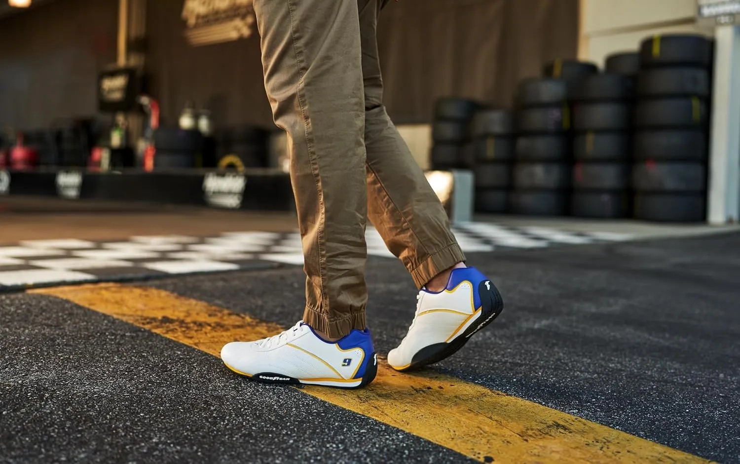 Goodyear Mens Ori Racer Sneakers – Hendrick Motorsports Low-Top Lace Up Performance Sneakers, Leather & Mesh Lining