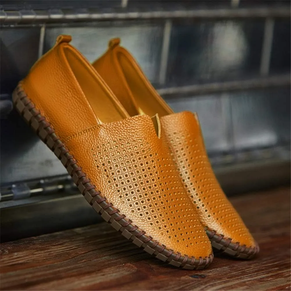 GOSPT Men's Handmade Leather Loafers Flats Driving Moccasins Slip on Shoes