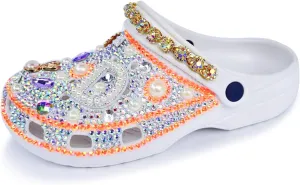 Hanfike Womens Casual Fashion Slide Mules with Rhinestone Closed Toe Comfort Flats