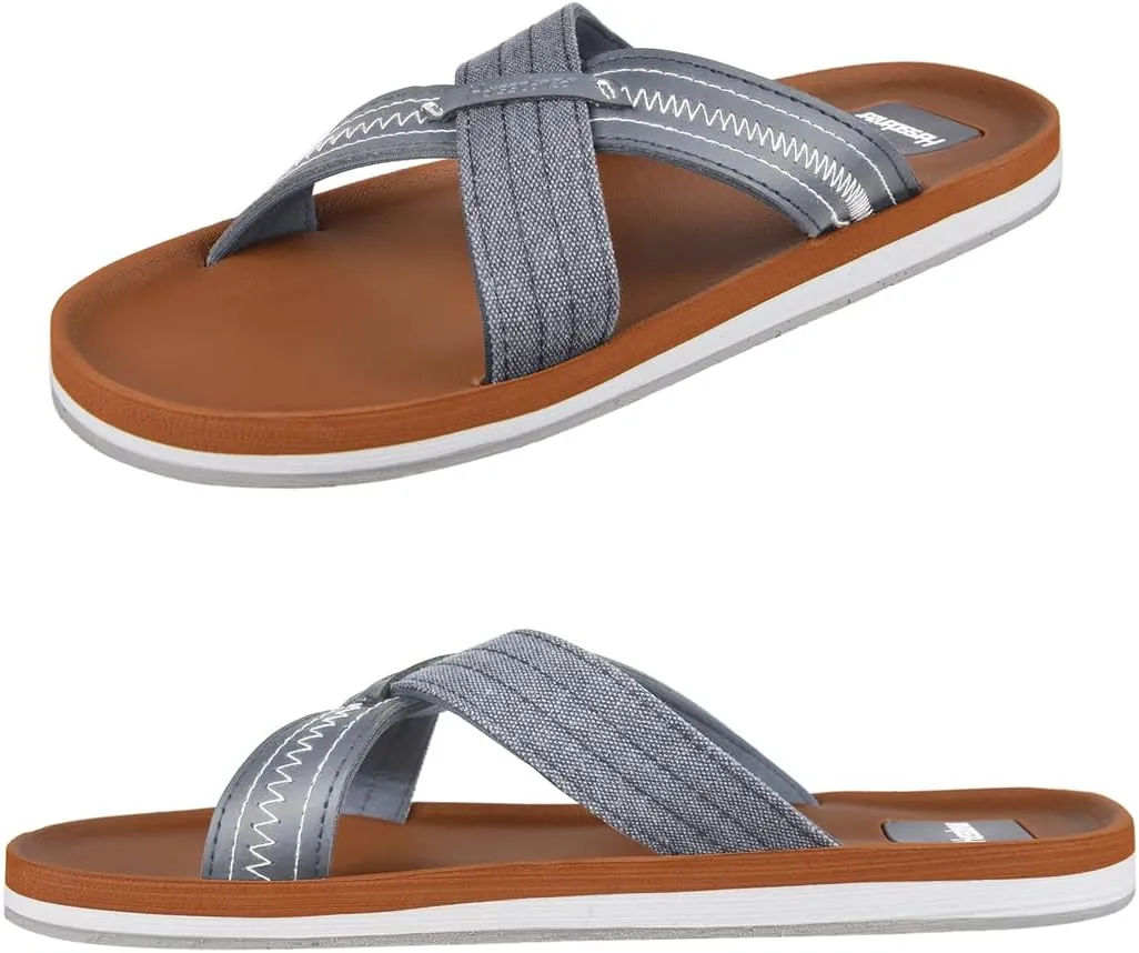 Harssidanzar Men Summer Cross Slide Sandals Comfort Lightweight Arch Support Slides Sandals KM234US