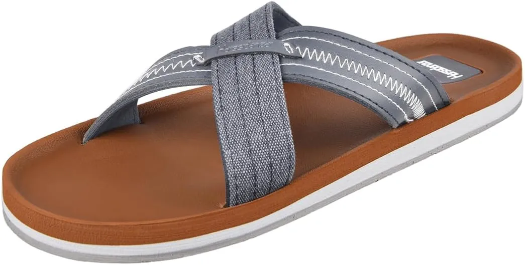 Harssidanzar Men Summer Cross Slide Sandals Comfort Lightweight Arch Support Slides Sandals KM234US
