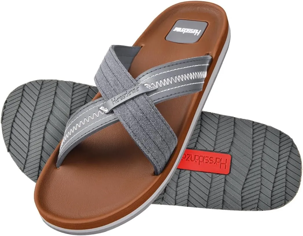Harssidanzar Men Summer Cross Slide Sandals Comfort Lightweight Arch Support Slides Sandals KM234US