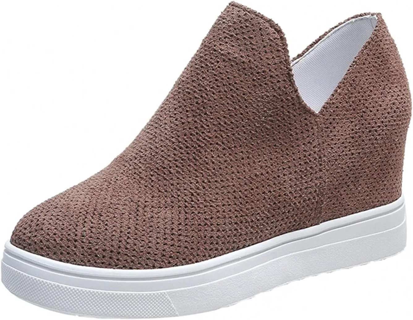 Hbeylia Platform Fashion Sneakers For Women Ladies Fashion Casual V Cut Chunky Bottom Flats Slip On Loafers Breathable Anti Skid Thick Mid Heels Low Top Work Nurse Driving Walking Shoes