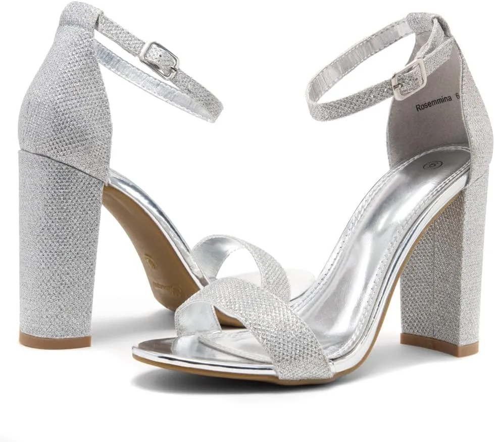 Herstyle Rosemmina Women’s Chunky Block Heels Open Toe Dress Heeled Sandals Ankle Strappy High Heel Pumps Shoes for Prom Wedding Party Office