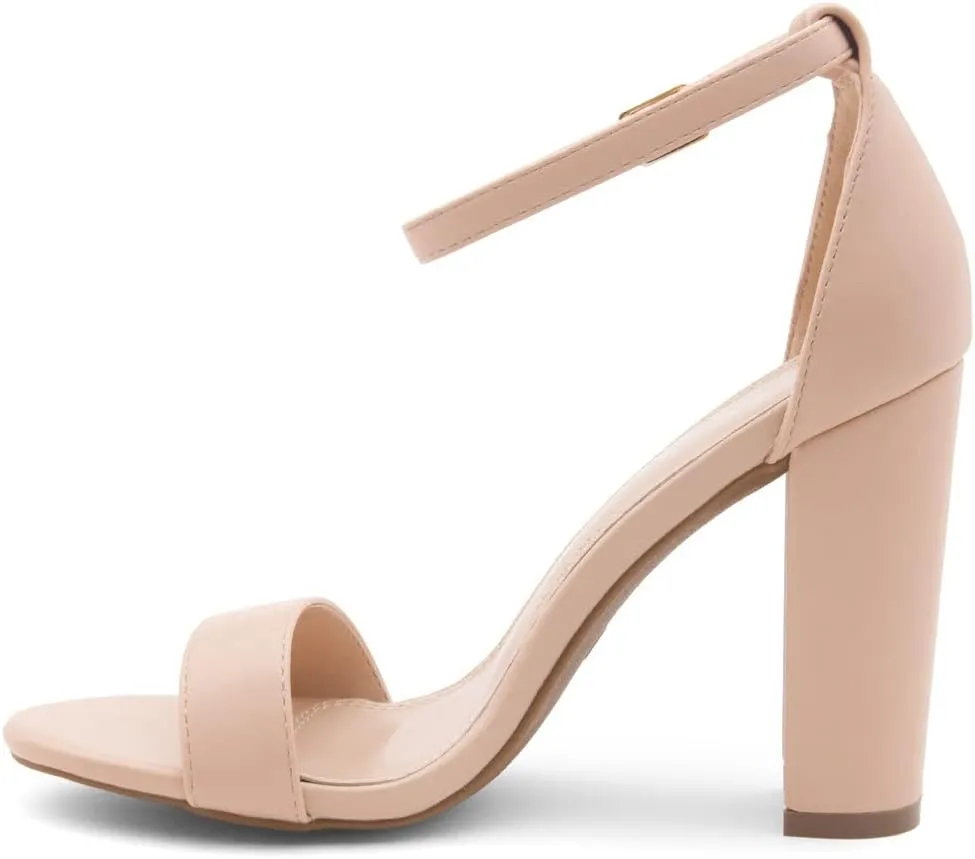 Herstyle Rosemmina Women’s Chunky Block Heels Open Toe Dress Heeled Sandals Ankle Strappy High Heel Pumps Shoes for Prom Wedding Party Office