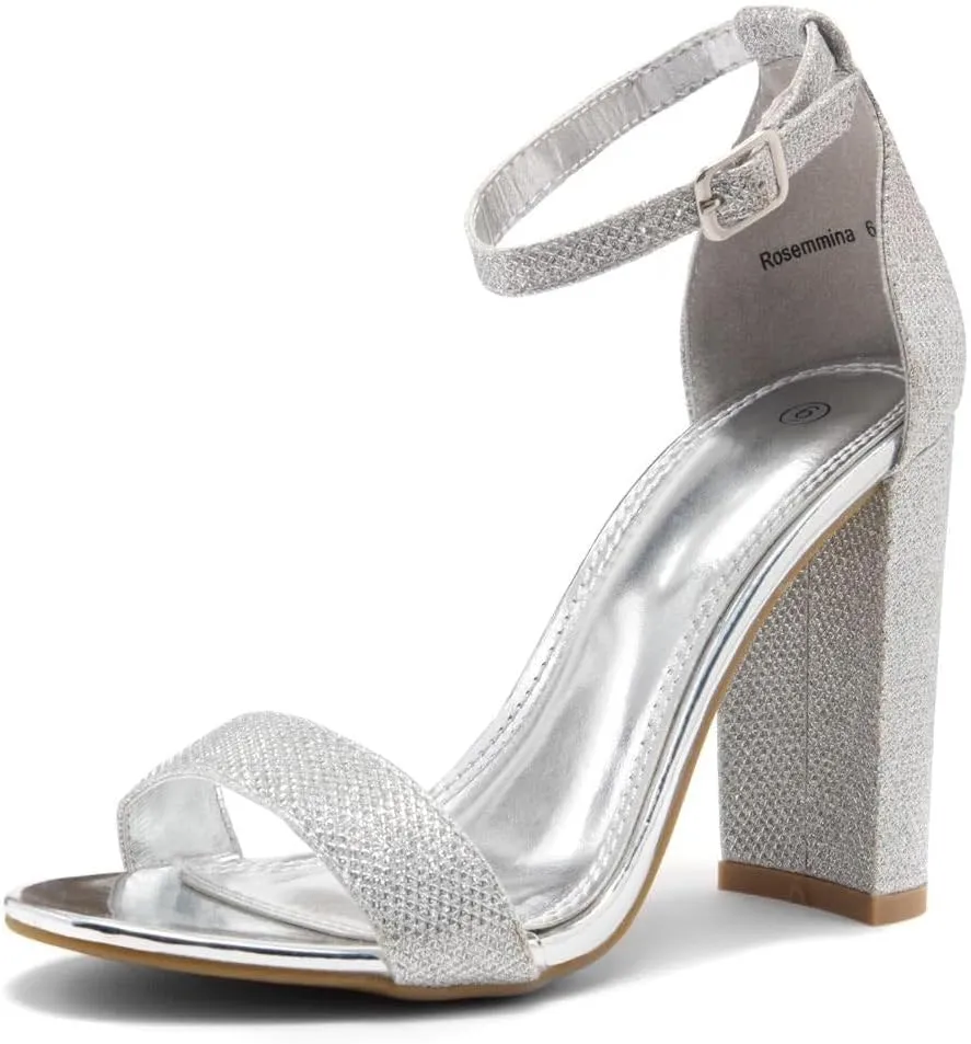 Herstyle Rosemmina Women’s Chunky Block Heels Open Toe Dress Heeled Sandals Ankle Strappy High Heel Pumps Shoes for Prom Wedding Party Office