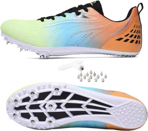 HESBITEUL Mens Track and Field Shoes Sprint Sport Sneakers Youth Professional Training Racing Running Shoes