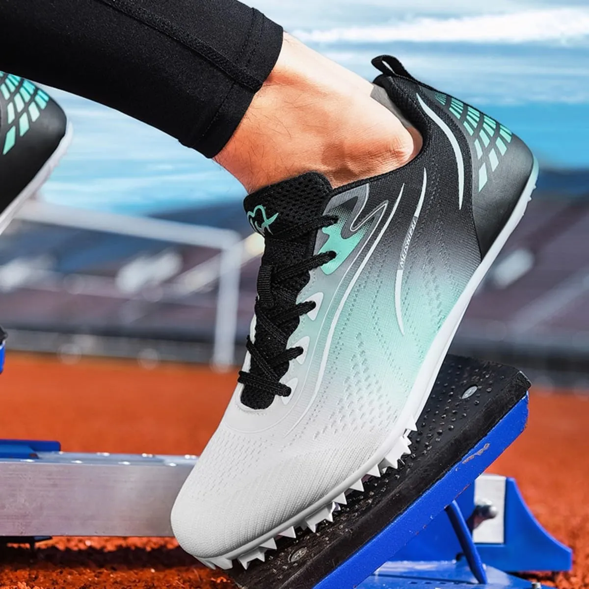 HESBITEUL Mens Track and Field Shoes Sprint Sport Sneakers Youth Professional Training Racing Running Shoes