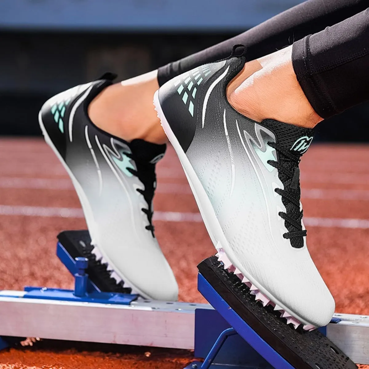 HESBITEUL Mens Track and Field Shoes Sprint Sport Sneakers Youth Professional Training Racing Running Shoes