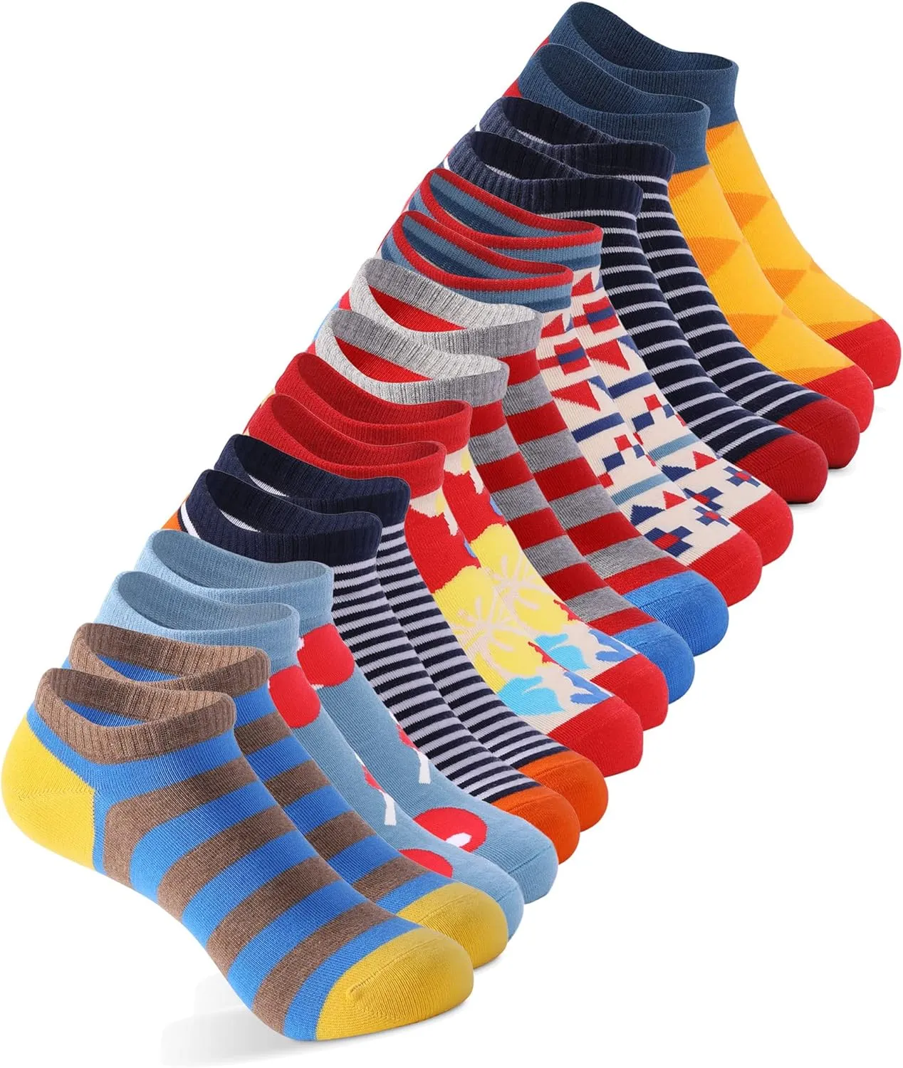 HHX YONLEE No-Show Low-Cut Striped patterned Casual Socks 8/10 Pairs Gift Box