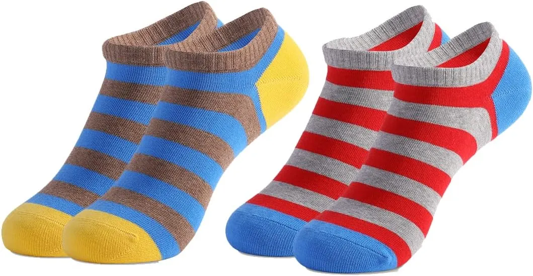 HHX YONLEE No-Show Low-Cut Striped patterned Casual Socks 8/10 Pairs Gift Box