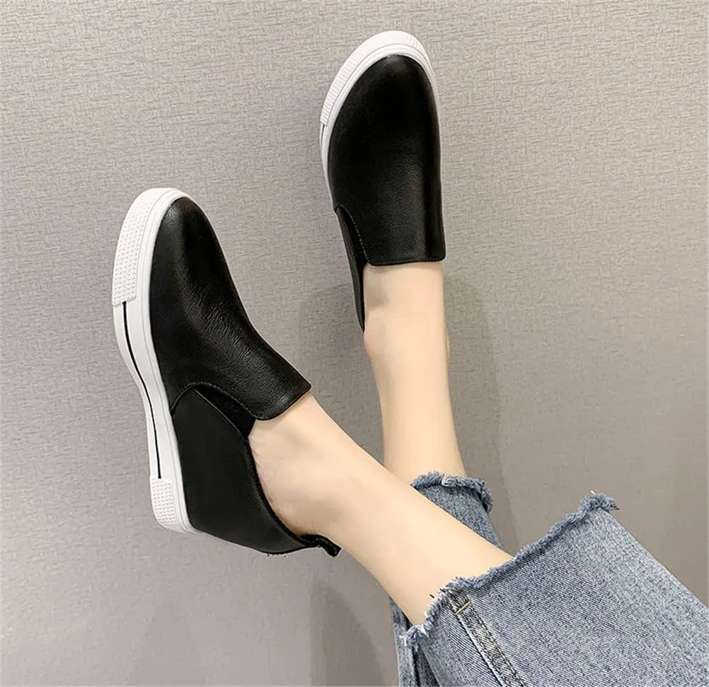 Hidden Wedge Sneakers for Women Slip on, Fashion High Heel Low Top Canvas Shoes Casual Platform Loafers