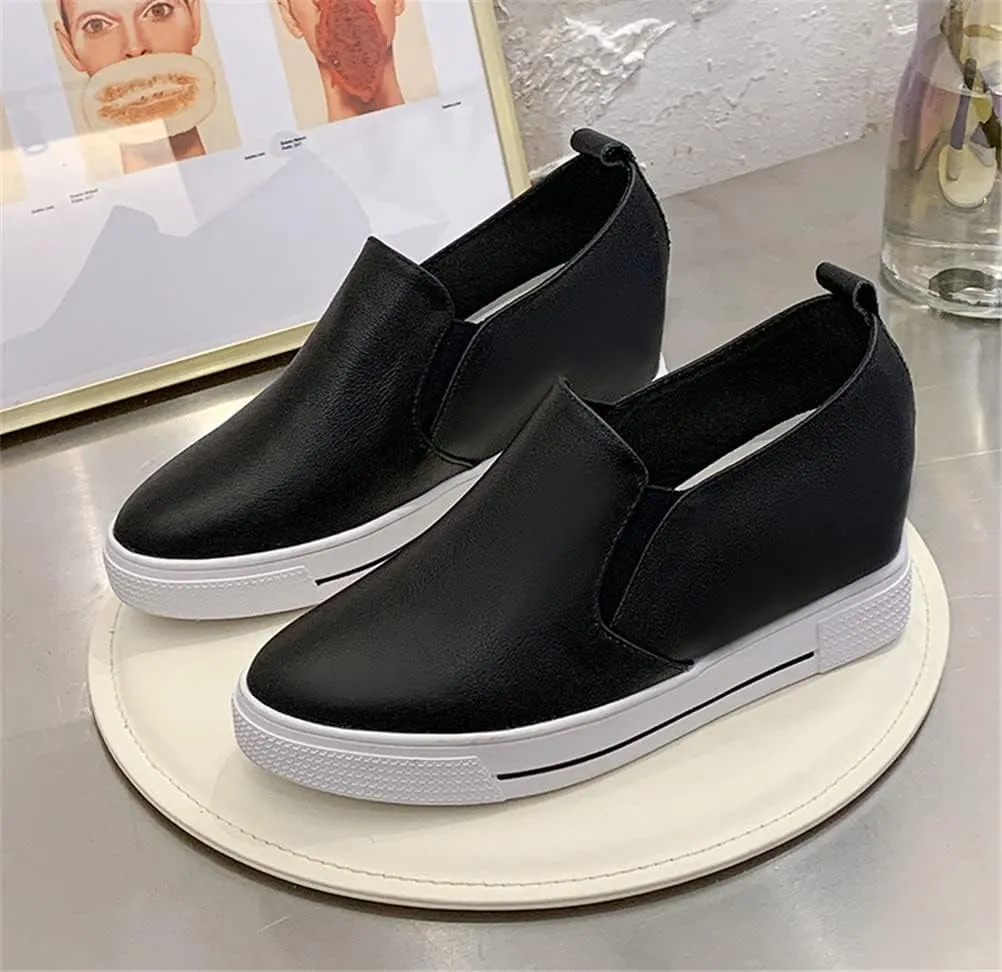 Hidden Wedge Sneakers for Women Slip on, Fashion High Heel Low Top Canvas Shoes Casual Platform Loafers
