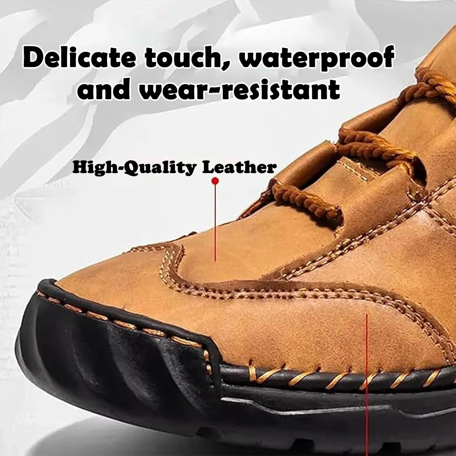 Hillde Mens Work Shoes, Hillde Mens Slip On Shoes, Men's Casual Leather Handmade Non-Slip Arch Support Loafers