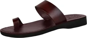 Holy Land Market Mens/Womens Leather Sandals/Flip Flops/Slides/Slippers (Jesus - Finger Style I)