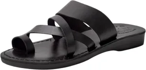 Holy Land Market Men/Women Biblical Jesus Leather Sandals/Slides From Jerusalem (Bethlehem Black)