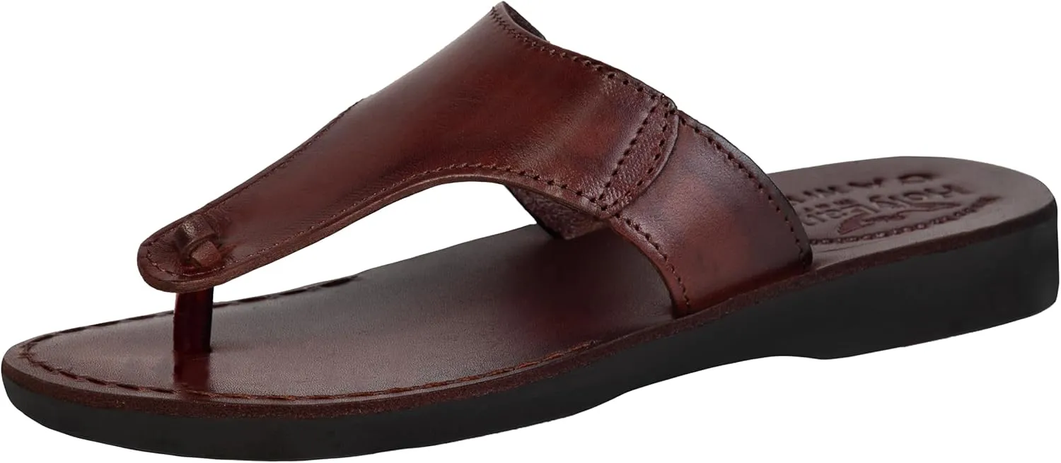 Holy Land Market Men/Women Biblical Jesus Leather Sandals/Slides From Jerusalem (Jerusalem Style IV)