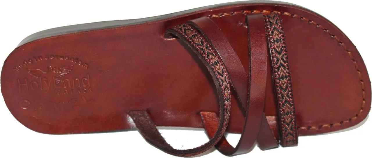 Holy Land Market Men/Women Biblical Jesus Leather/Embroidered Sandals/Slides From Jerusalem (Saint Paul Style)