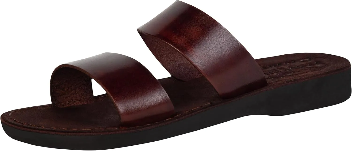Holy Land Market Men/Women Biblical Jesus Leather/Suede Sandals/Slides From Jerusalem (Style I)