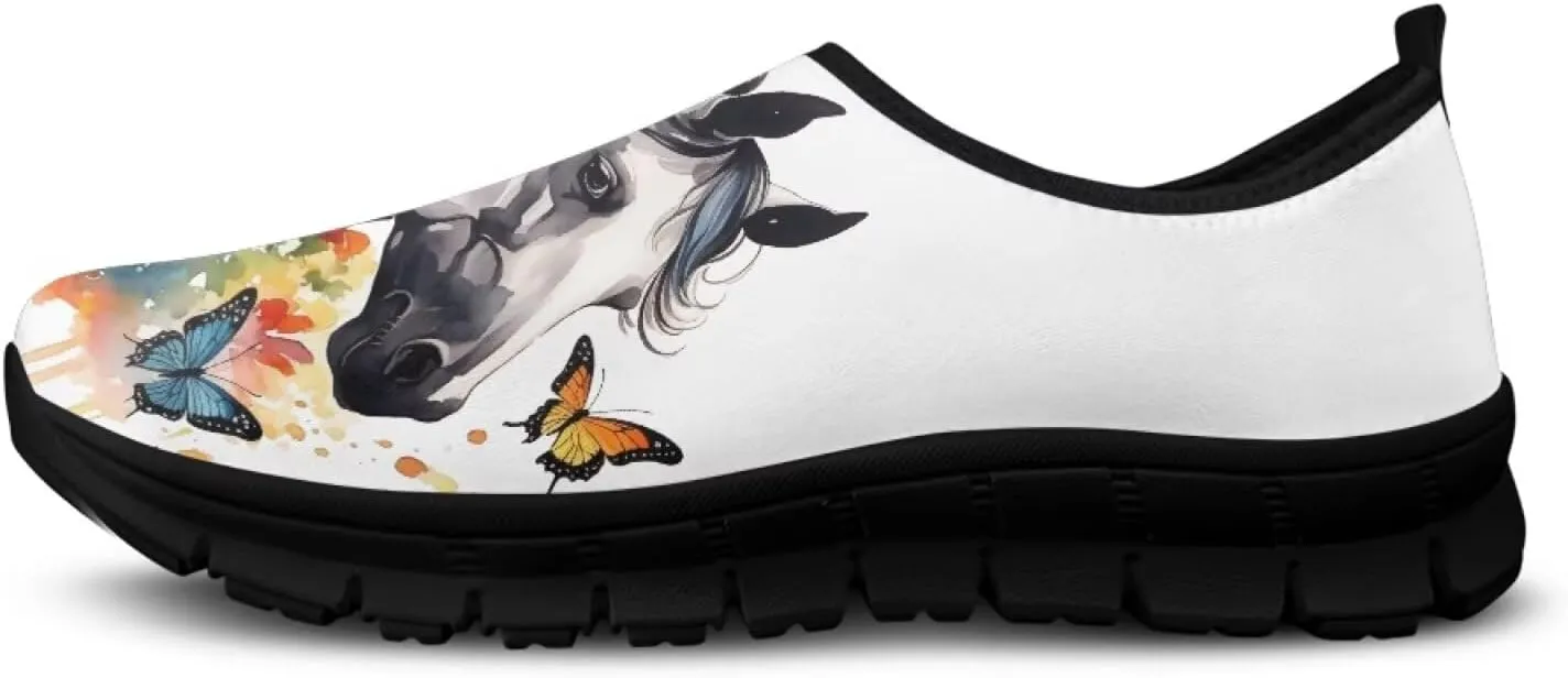 Horse Slip On Sneakers Comfort Loafers for Women Dressy Clothes Breathable Low Cut Shoes Flats Soft Sole Casual Walking Shoe