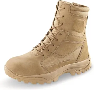 HQ ISSUE Talos 8” Men’s Side Zip Waterproof Tactical Boots, Military Combat Hiking Shoes