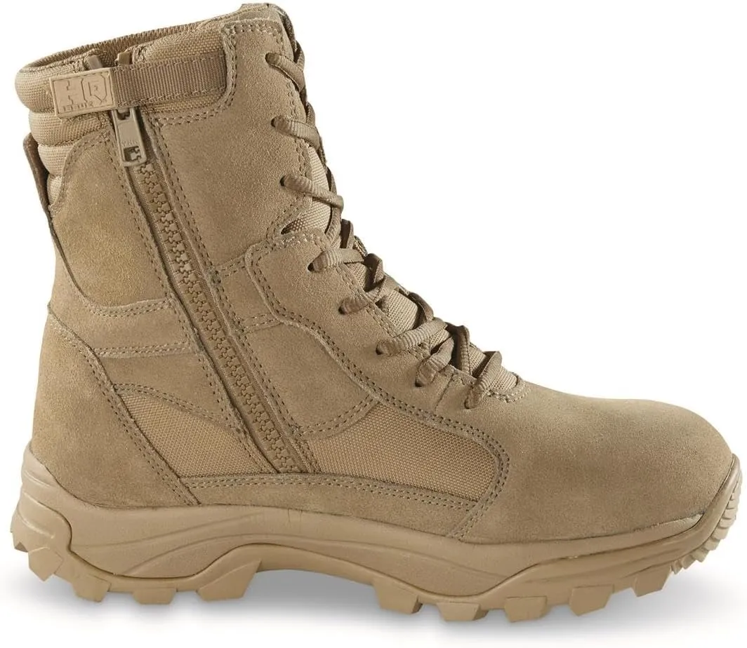HQ ISSUE Talos 8” Men’s Side Zip Waterproof Tactical Boots, Military Combat Hiking Shoes