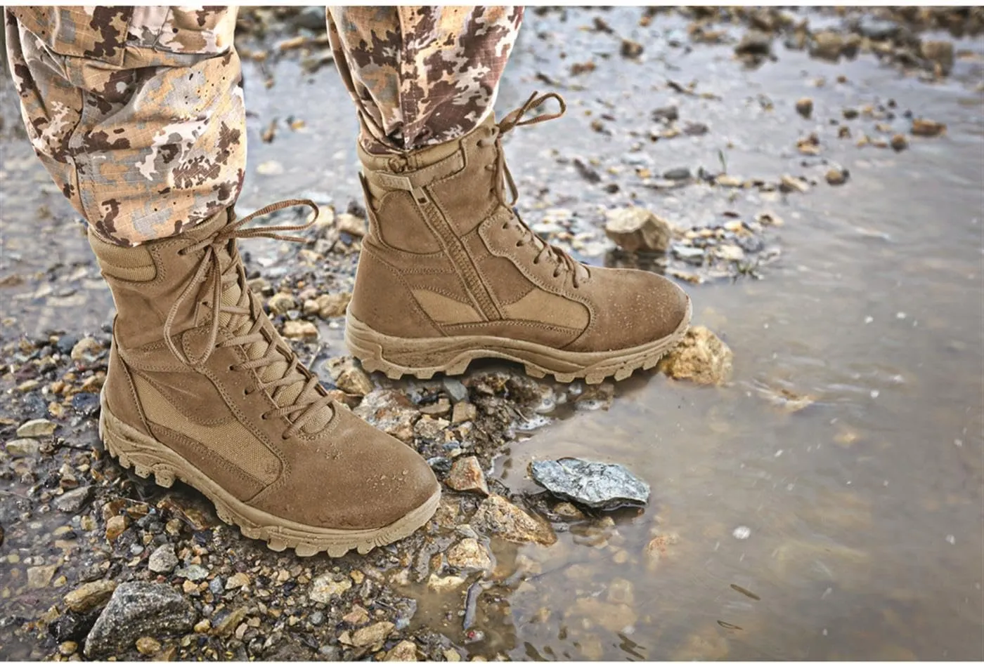 HQ ISSUE Talos 8” Men’s Side Zip Waterproof Tactical Boots, Military Combat Hiking Shoes