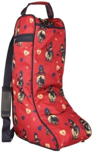 Hy Equestrian Thelwell Collection Balancing Act Boot Bag - Red/Navy - One Size