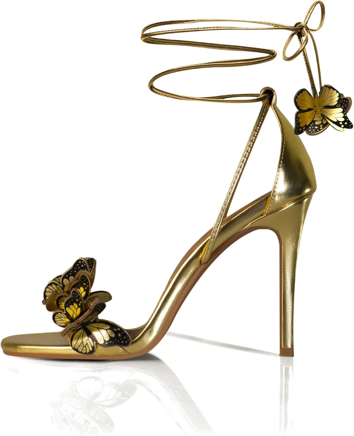 iadore Fashion Women Stiletto High Heel Shoes with Butterfly Decorations Lace up Summer Dress Sandals Size 5-12 US