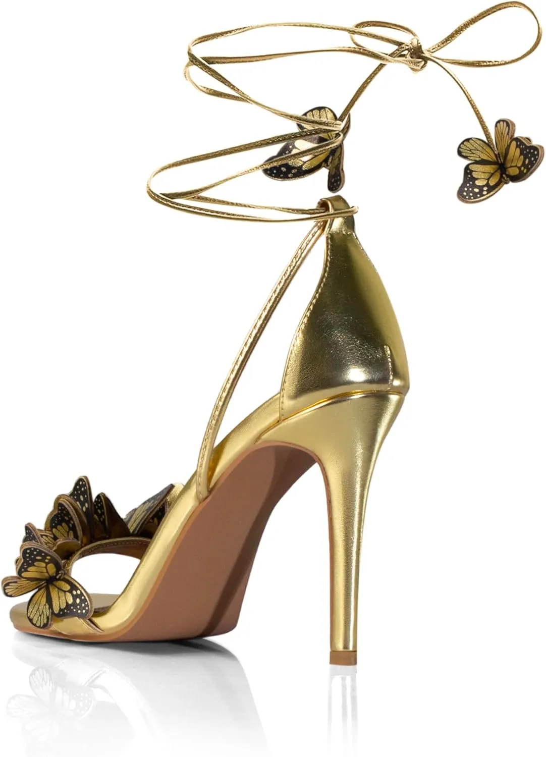 iadore Fashion Women Stiletto High Heel Shoes with Butterfly Decorations Lace up Summer Dress Sandals Size 5-12 US
