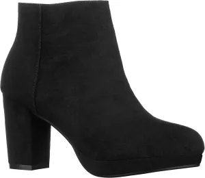ILLUDE Women’s Ankle Bootie Side Zip Comfortable Block Heel Chunky Platform Ankle Boots
