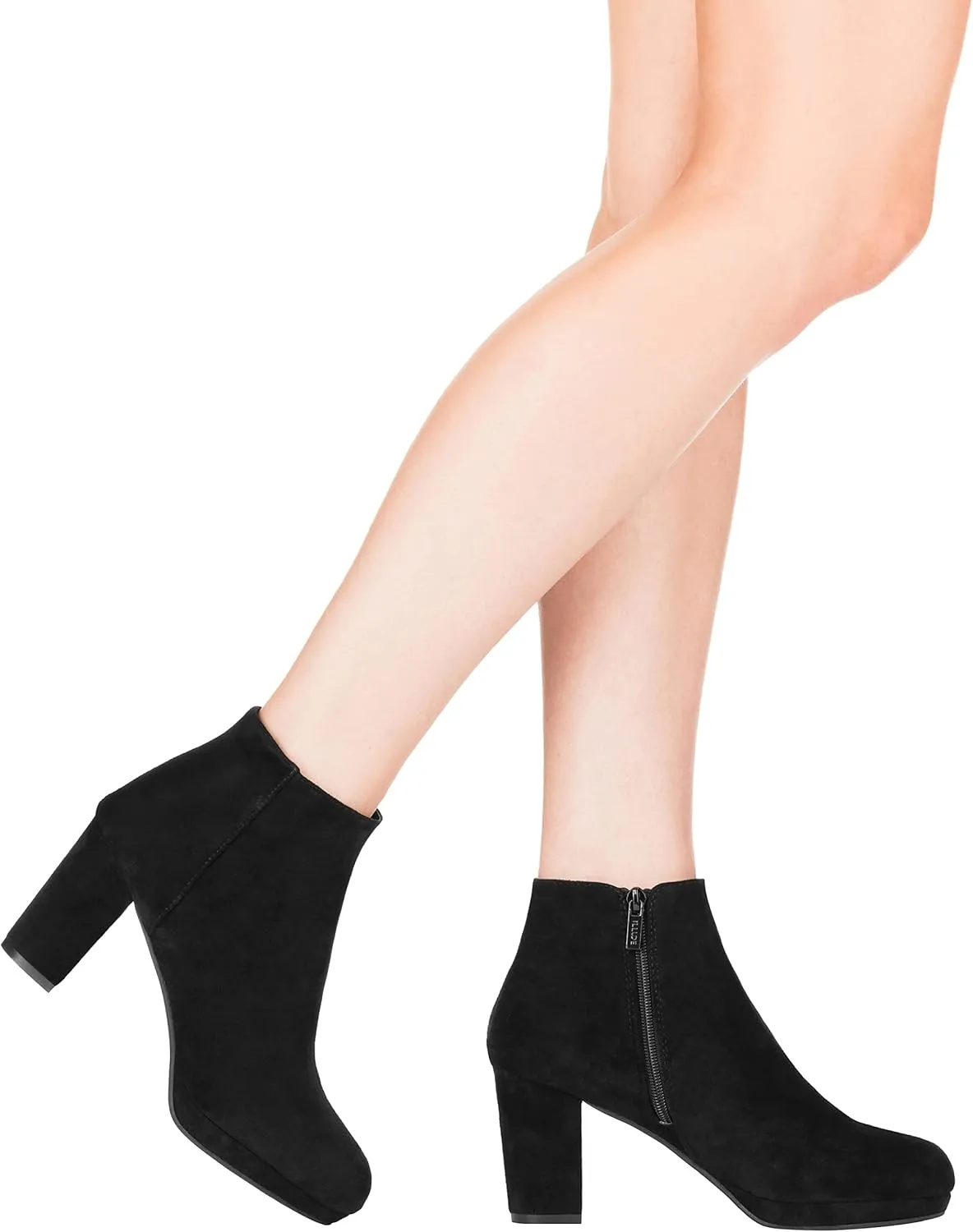ILLUDE Women’s Ankle Bootie Side Zip Comfortable Block Heel Chunky Platform Ankle Boots