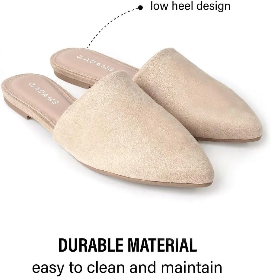 J. Adams Lennox Mules for Women - Closed Pointed Toe Flat Heel Slides